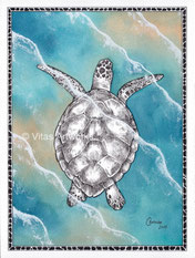 Schildkröte - modernes Aquarell Mixed Media Kunstwerk 