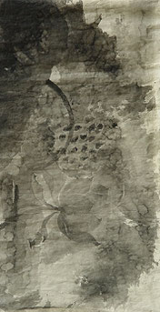 荷花13 LOTUS 13 175X93CM 纸本水墨与矿物色 INK & MINERAL COLOR ON PAPER 2004  (收藏于北京 COLLECTED IN BEIJING)