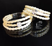 Pferdehaararmband-3 Strängen-Glitzer Perle-Edelstahl