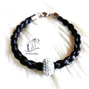 Pferdehaararmband rund, Glitzerperle