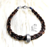Pferdehaararmband-schmale Perle-Karabinerverschluss-Edelstahl