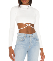 White long sleeve crop top with strings from Revolve. 