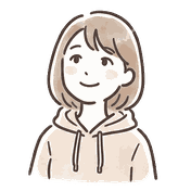 上を見つめるパーカー姿の20代女性のイラスト