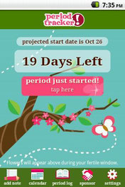 screenshot from the Period Tracker app