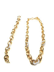 Parure da donna  in oro giallo e bianco con zirconi bianchi  18 kt  prezzi scontati - Istanti di Gioia