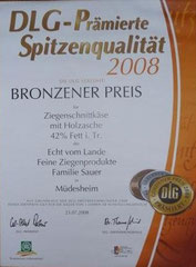 DLG Bronzener Preis für Ziegenschnittkäse mit Holzasche