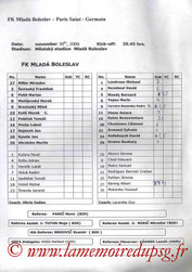 Feuille de match  Mlada Boleslav-PSG  2006-07