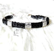 Filigranes Pferdehaararmband   Zopfmuster 5 flach geflochten  5 Hülsen, Karabinerverschluss  Durchmesser ca.6mm