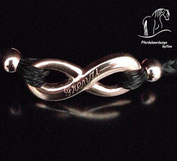 Armband aus Pferdehaar-Modell RR01-mit Unendlichkeitszeichen-Rose vergoldet-mit Gravur