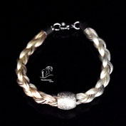 Pferdehaararmband rund geflochten, Fassperle