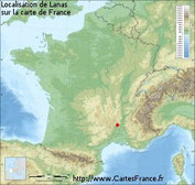 Lanas sur la carte de france.