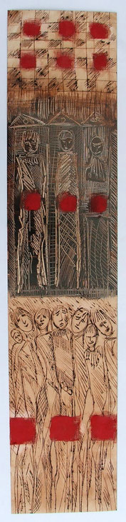 Lamentation, 70x15cm, mixed media on peper.