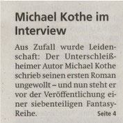 Zeitungsinterview mit Michael Kothe, Autor aus Unterschleißheim