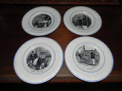 Série de 4 assiettes parlantes "Exposition 1867" Creil et Montereau, fin XIXème-début XXème