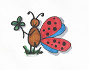 Schmetterling mit Kleeblatt in der Hand