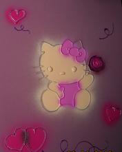 Hello Kitty auf lila Hintergrund