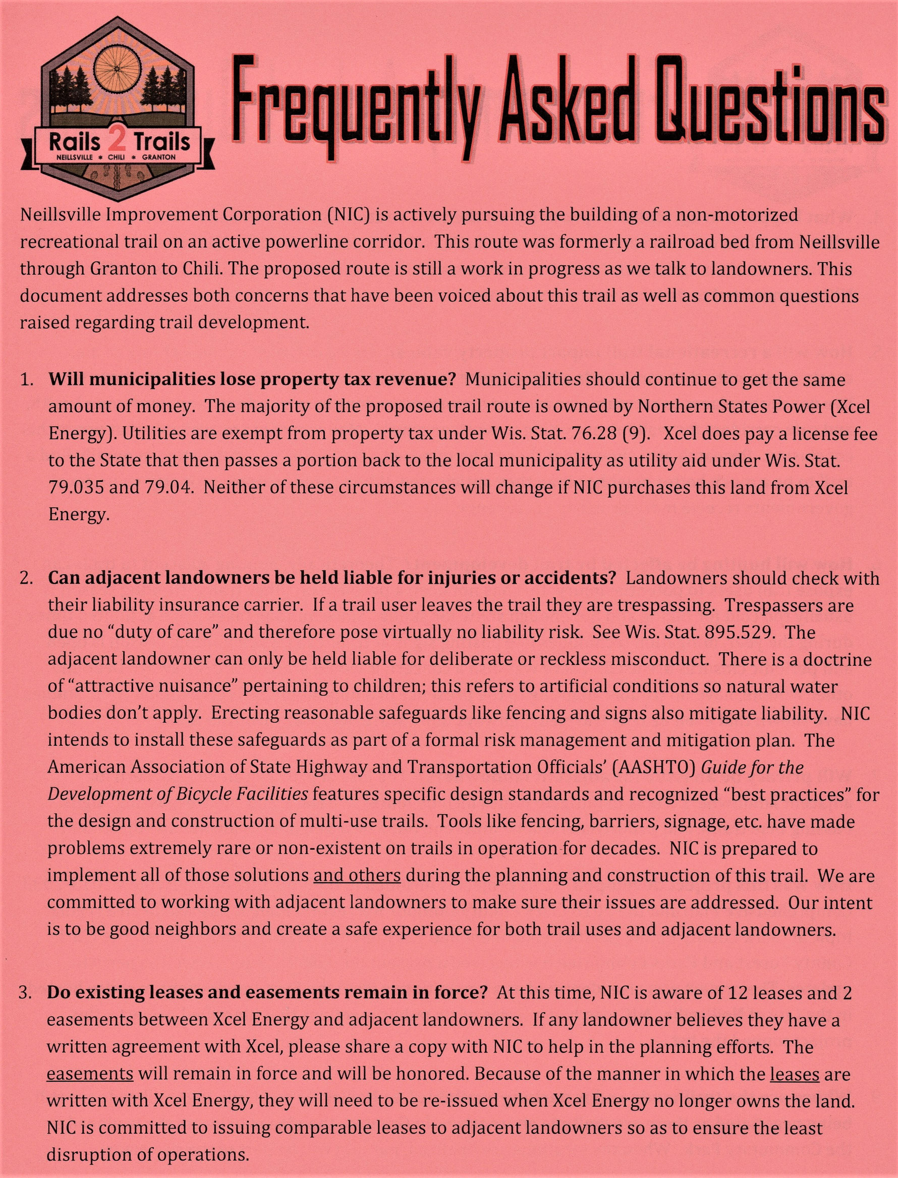 Rails to Trails Neillsville Improvement Corporation