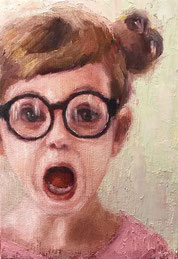 ノリコミシマの描くメガネが大好きな女の子の油絵、norico mishima’s portrait oil painting(I love glasses).