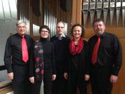 Bernhard Isenring (Bass), Mirjam Föllmi (Sopran), Roman Künzli (Orgel), Sybille van Veen (Alt) und Fabian Bucher (Tenor)