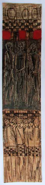 L'attente, 70x15 cm, mixed media on peper.