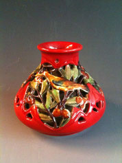 Zsolnay double walled vase, 1910s