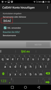 CalDAV Konto hinzufügen