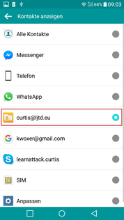 Kontakte App Account wählen