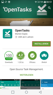 Aufgaben App OpenTasks installieren