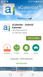 alternativer Kalender aCalender installieren