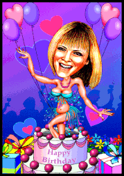 Karikatur zeichnen lassen, das Mädchen aus der Torte..