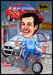 Karikaturen.at, der Automechaniker.
