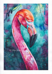 modernes, lockeres Aquarellbild - Flamingo 