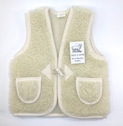 gilet enfant en laine naturelle de mouton mérinos doux nounours only mouton 2 ans cardigan berger lavable machine marron blanc lainé