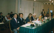 写真4:1997年10月アルゼンチンでのIFLA大会 マルデルプラータ 左から杉尾、町田、一人あいて故ミラー