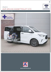 Titelblatt vom Produktblatt "AMF-Bruns Kassettenlift K70 - Ford Custom"