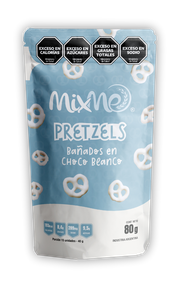 PRETZEL BAÑADO EN CHOCOLATE BLANCO. Presentación 80Grs. Origen Argentina