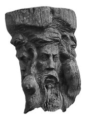 Svantovit, der vierköpfige Hauptgott der Ranen (ehemalige Holzskulptur am Kap Arkona)