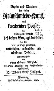 Titelblatt der Abhandlung über "Regeln und Maximen der edlen Reimschmiede-Kunst" von    J.E. Philippi, Altenburg 1743.