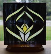 Art Deco Calla Lily Stained Glass Panel