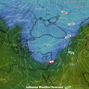 الخريطة تُظهر الحوض البارد المُنحدر نهاية الأسبوع المُقبل، وهي من خلال تطبيق Windy.com