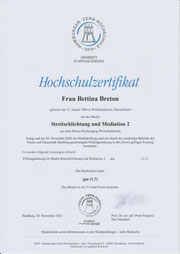 Hochschulzertifikat Streitschlichtung und Mediation 2