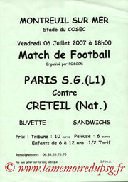 Affichette  PSG-Créteil  2007-08