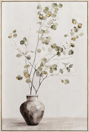 branche fleur tendance fin année nouveaute feuille metal feuillage vert tendre nature decoration intérieure moderne vase paix repos idee cadeau noel anniversaire patit prix tableau toile peinture impression cadre caisse americaine beige or solde promo
