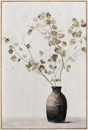 branche fleur tendance fin année nouveaute feuille metal feuillage vert tendre nature decoration intérieure moderne vase paix repos idee cadeau noel anniversaire patit prix tableau toile peinture impression cadre caisse americaine beige or solde promo