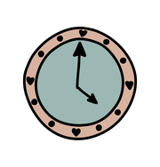 Illustration von einer Uhr in rot und blau