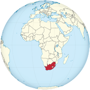 Südafrika lieg ganz im Süden von Afrika. (ich kann hier leider keine Pfeile einfügen, sonst wär da jetzt einer auf die rote Fläche (SA) gerichtet....)