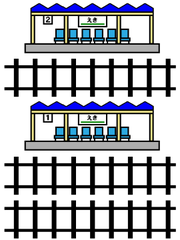 建物が無い青い屋根の大きな駅のイラスト