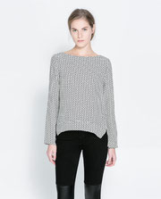 Zara black and white geometric print top