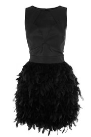 Warehouse leather and feather dress