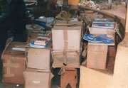 Schoolbooks sent through the harbour in Cotonou